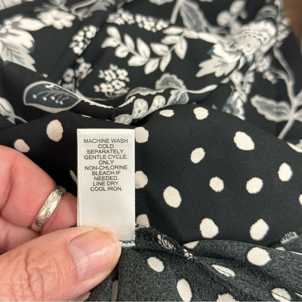 Cato 22/24W Black White Floral Dot Kimono Cardigan Tie Front Plus Size - Picture 8 of 9